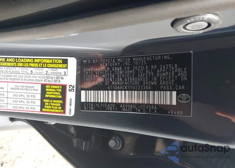 2026 Toyota Camry Se from USA, damaged, VIN 4T1DAACK1TU223366